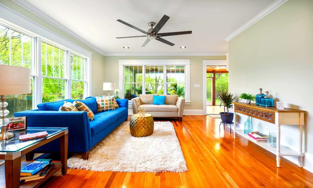 Blue Leather Living Room Set