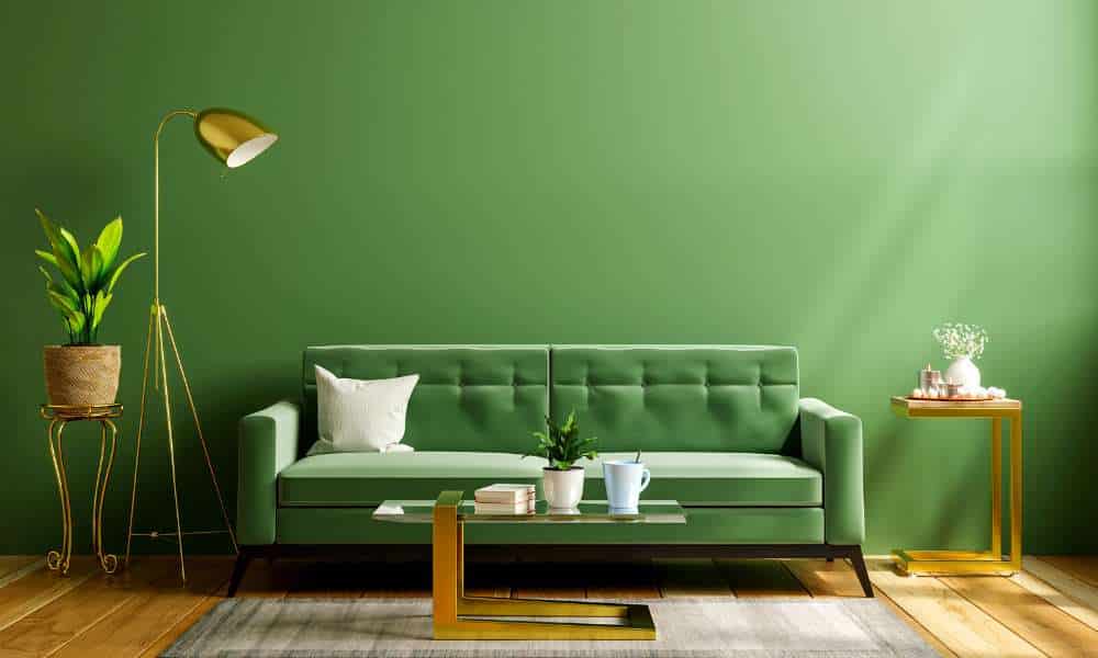 Paint Green Color In The Living Room Wall